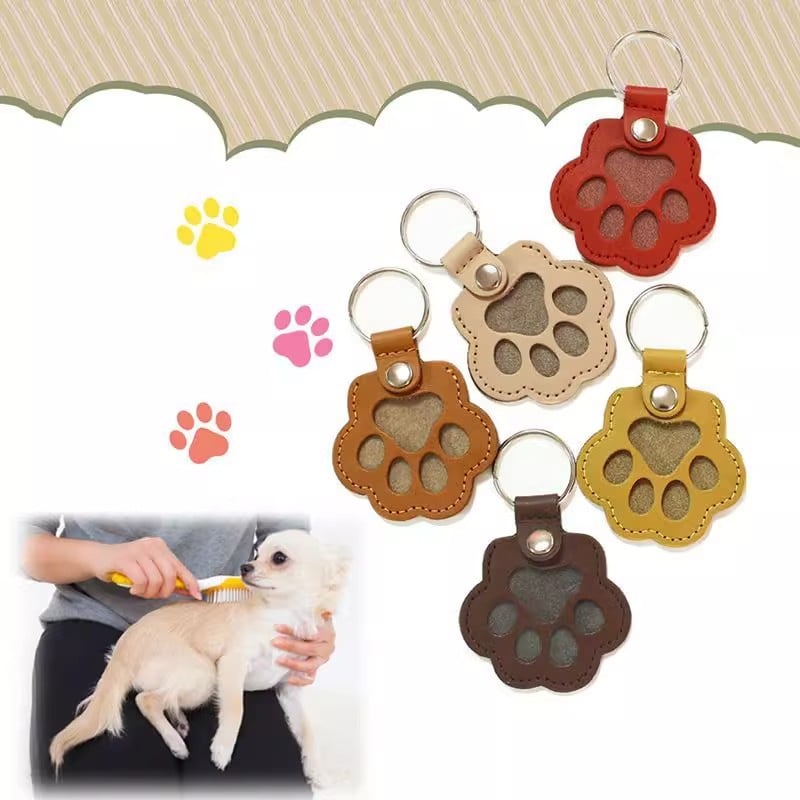 Pet Memorial Keychain with Hidden Keepsake Chamber – Leather Paw Print Charm for Dog & Cat Lovers | Thomler