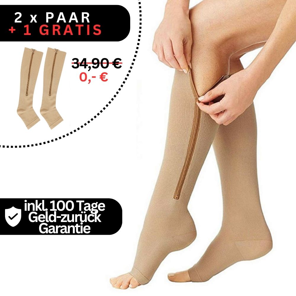 Zippered Compression Socks Knee-High Support Stockings for Men & Women Travel Work Everyday | Thomler