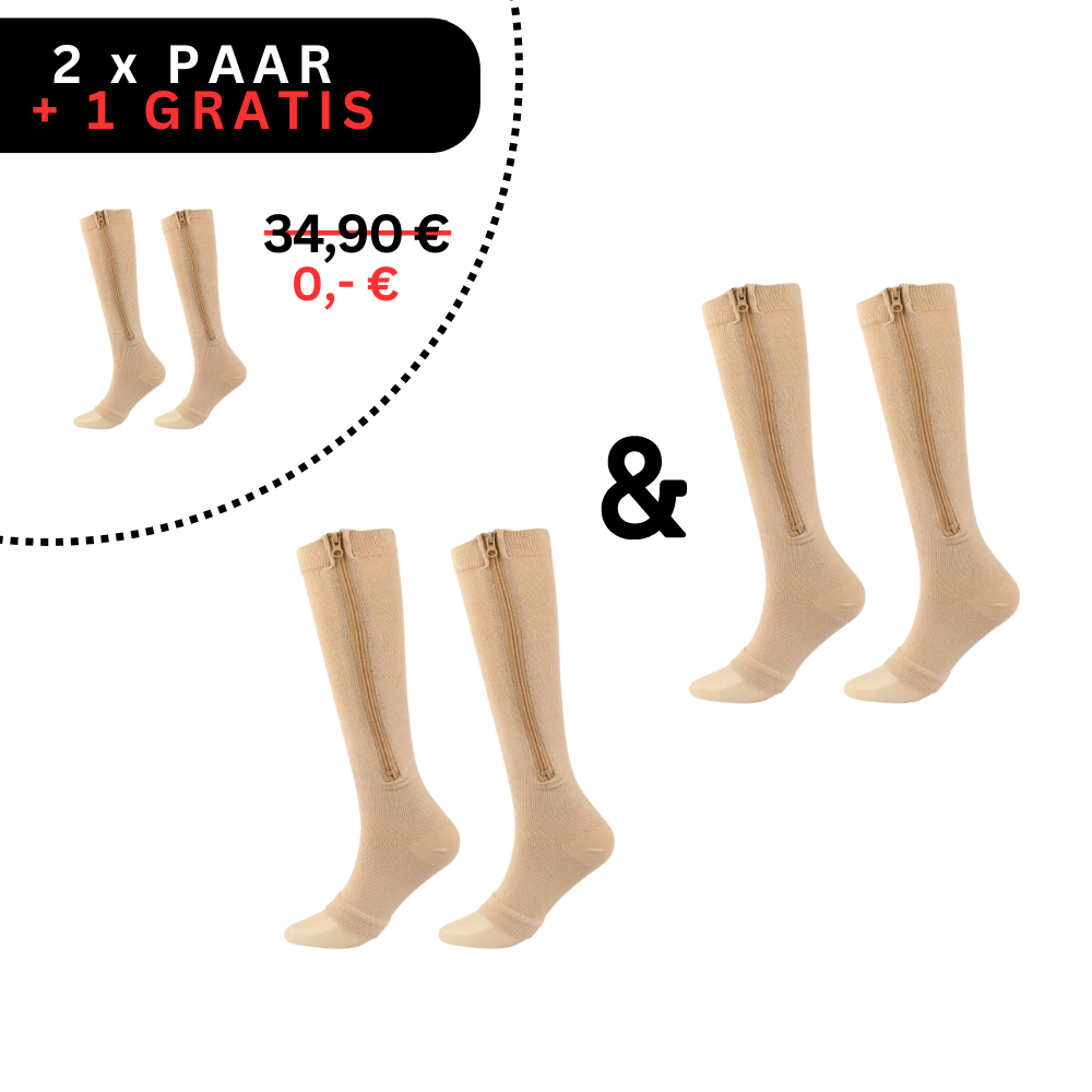 Zippered Compression Socks Knee-High Support Stockings for Men & Women Travel Work Everyday | Thomler