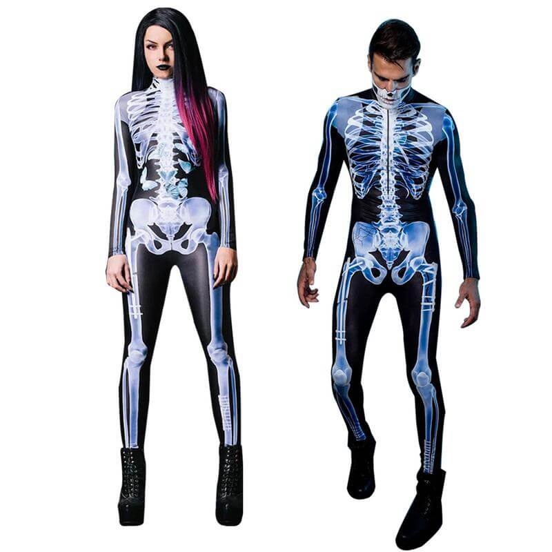 Full-Body Skeleton Costume with 3D Print – Form-Fitting Jumpsuit for Halloween Party & Cosplay | Thomler