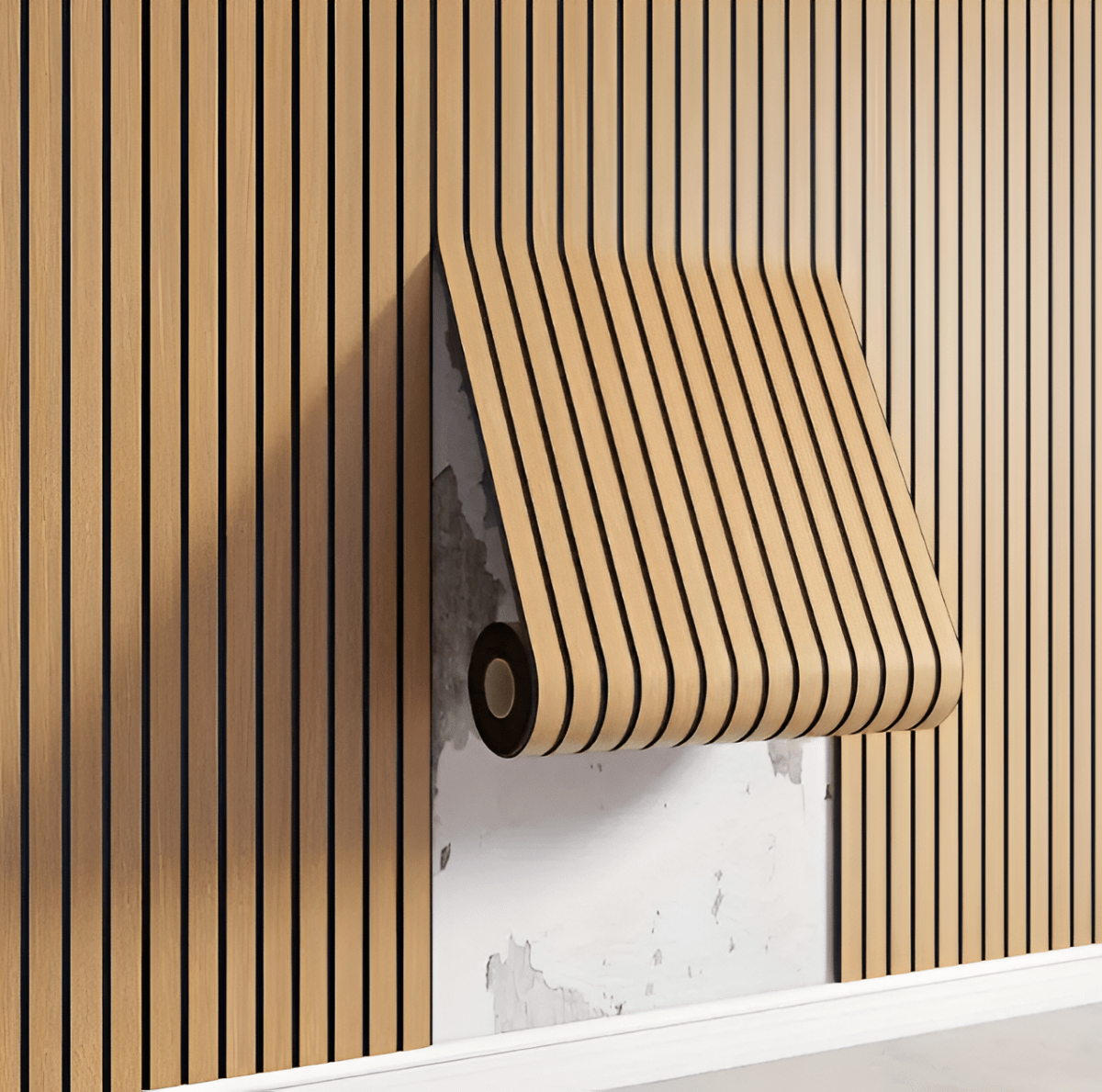 Self-Adhesive Wood Panel Roll – Peel & Stick 3D Textured Wall Covering for Living Room, Bedroom & Office – 16x118 in | Thomler