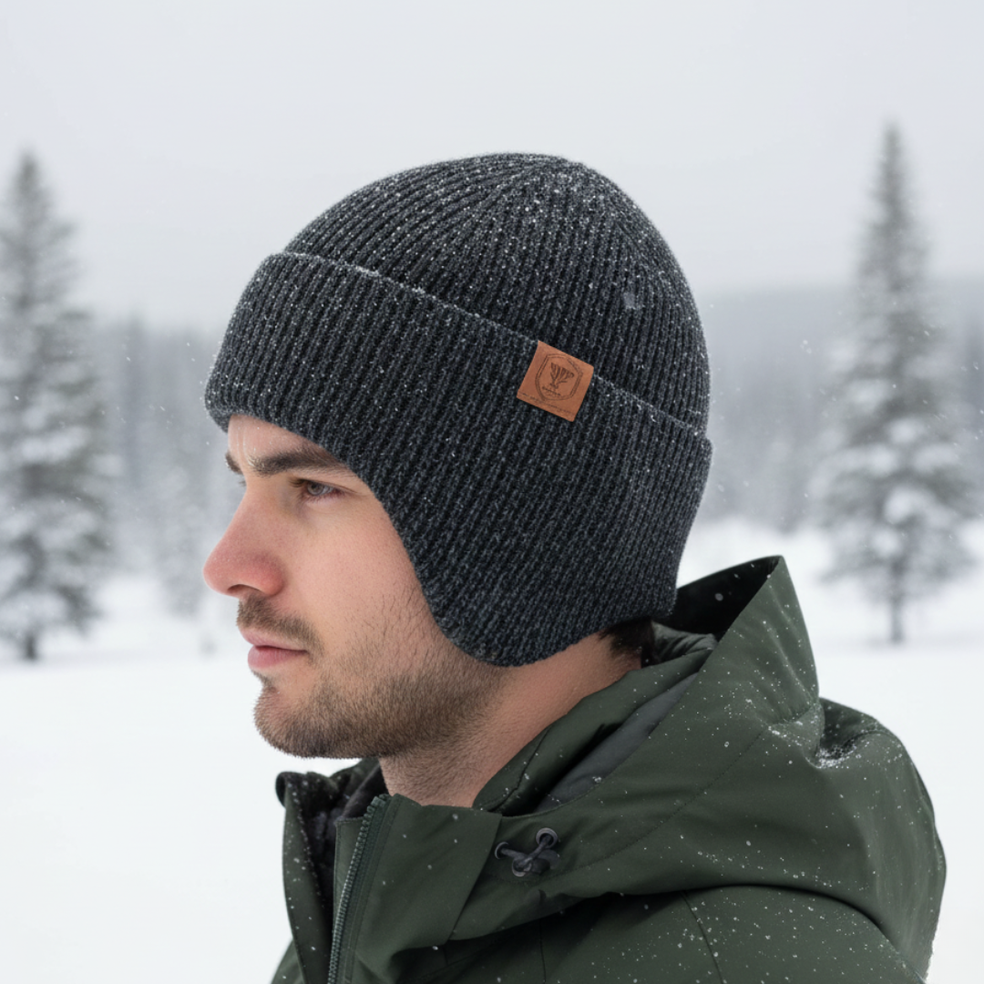 Fleece-Lined Knit Hat with Ear Flaps for Winter Outdoor Activities – Thermal Beanie for Skiing, Hiking, Cycling | Thomler