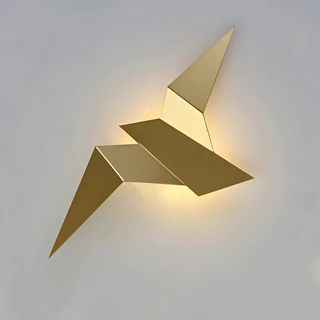 Folded Metal Wall Sconce with Geometric Silhouette | Warm White LED Accent Light for Living Room, Bedroom, Hallway | Modern Sculptural | Thomler