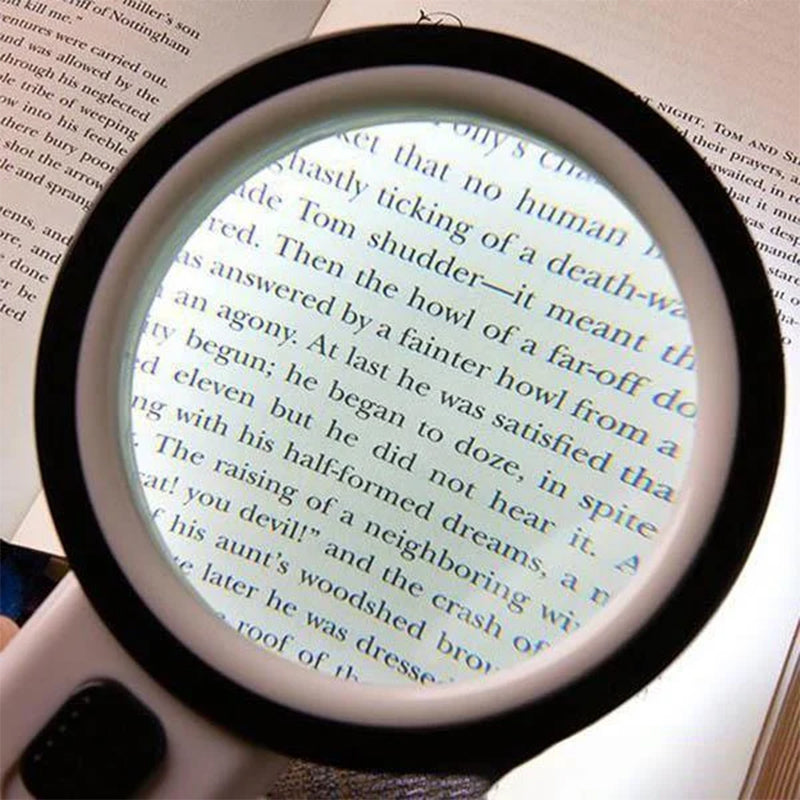 Illuminated Desktop Magnifier with 30X Magnification and 12 LED Lights for Reading Small Print, Labels, Books, Maps, Coins, Jewelry, Hobbies | Thomler