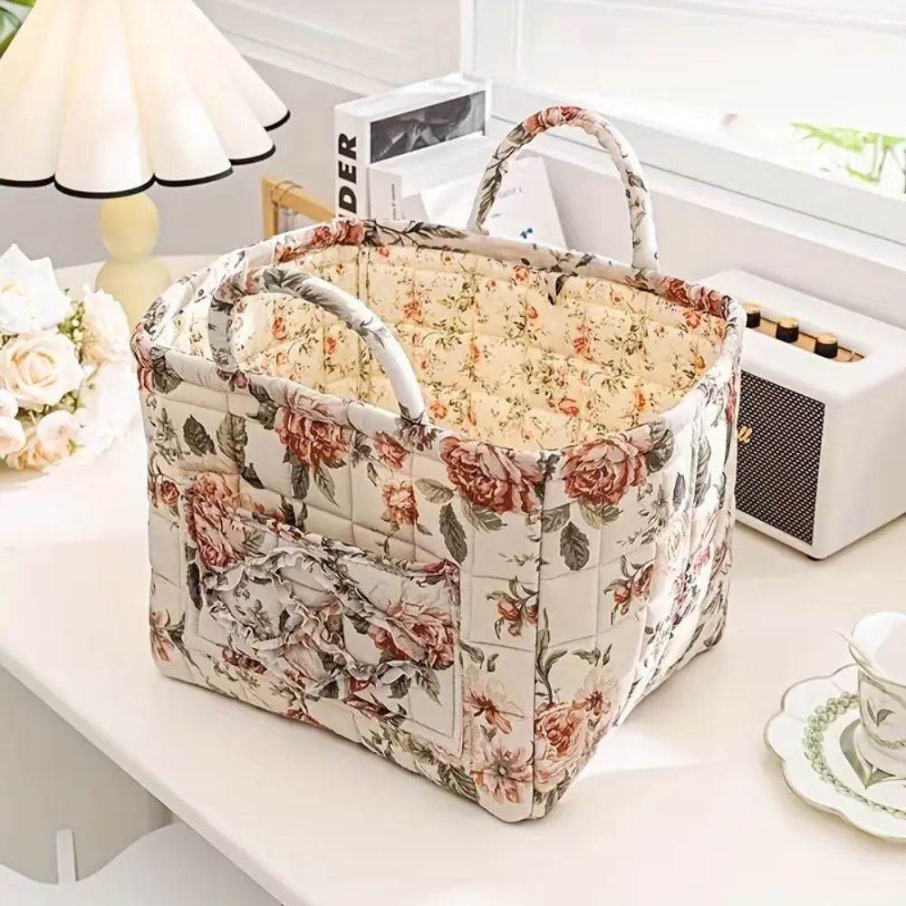 Fabric Storage Bin with Botanical Print – Collapsible Organizer for Closet, Shelf & Dresser – Lightweight Canvas Cube for Shoes, Linens & | Thomler