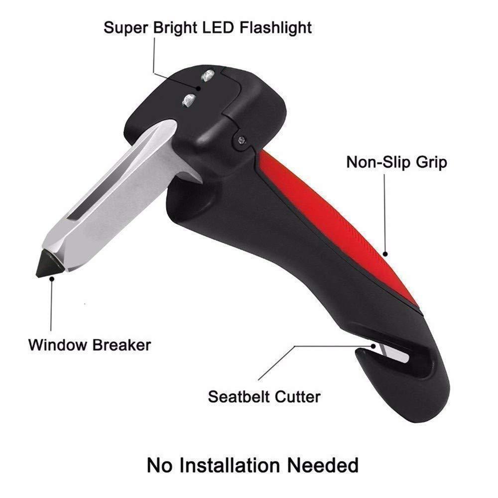 Vehicle Safety Tool with Window Breaker Seatbelt Cutter LED Light Grip Handle for Emergency Escape Car Rescue Kit Seniors Elderly | Thomler