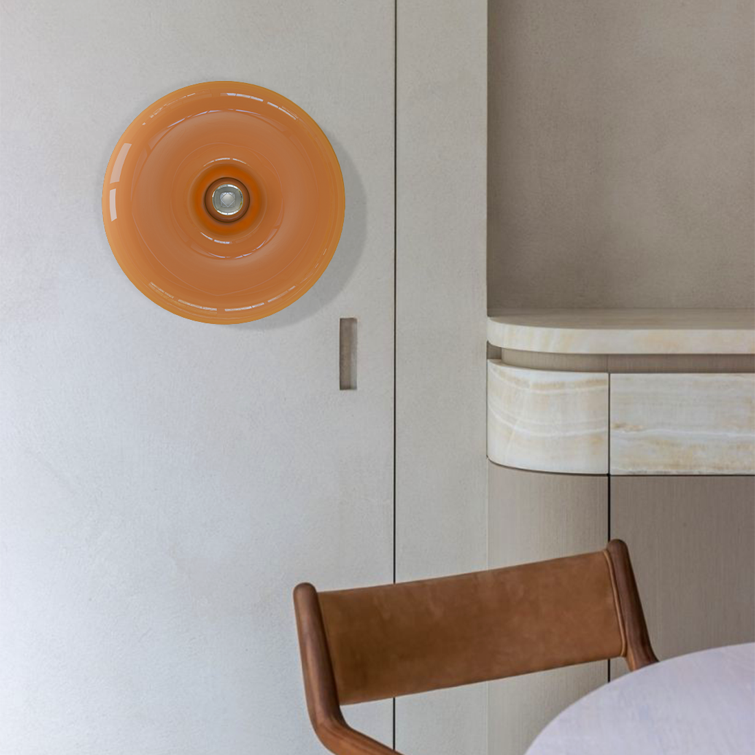 Wall Lamp Glass 9.8 in Donut Shape Orange Modern Interiors Touch Activated LED Ambient Lighting | Thomler
