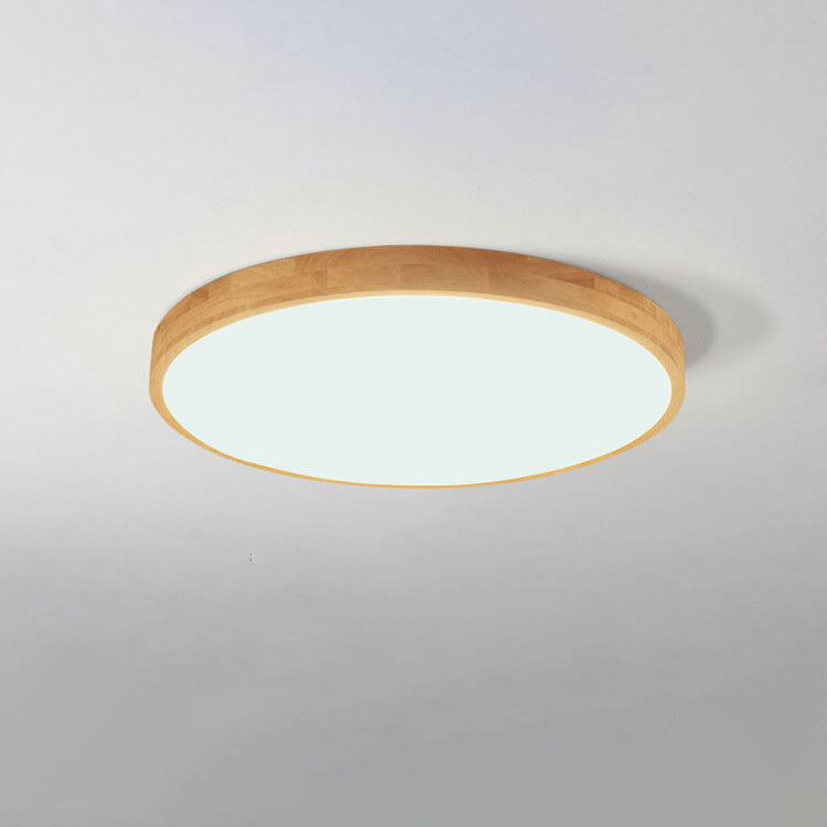 Flush Mount Ceiling Light Wood 23.6 in 48W Beige Living Room Bedroom Adjustable LED Modern Lighting | Thomler