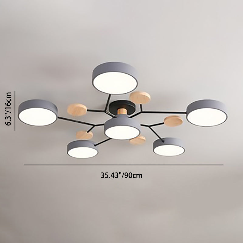 Modern Molecular LED Ceiling Light – Scandinavian Wood & Metal Flush Mount for Living Room, Bedroom & Kitchen | Thomler