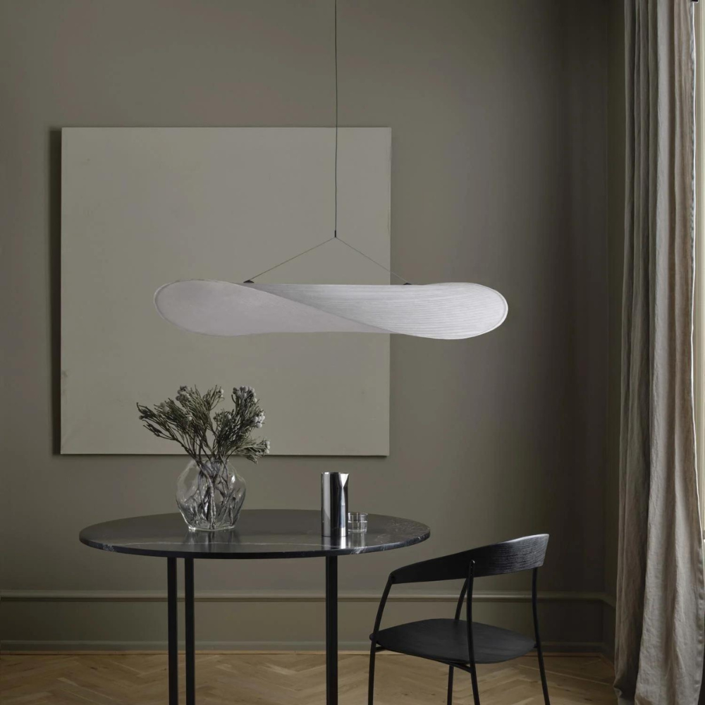 Pendant Light Handwoven Silk Shade Up To 80.0 cm White Dining Room Bedroom Japandi Scandinavian Hanging Ceiling Lamp | Thomler