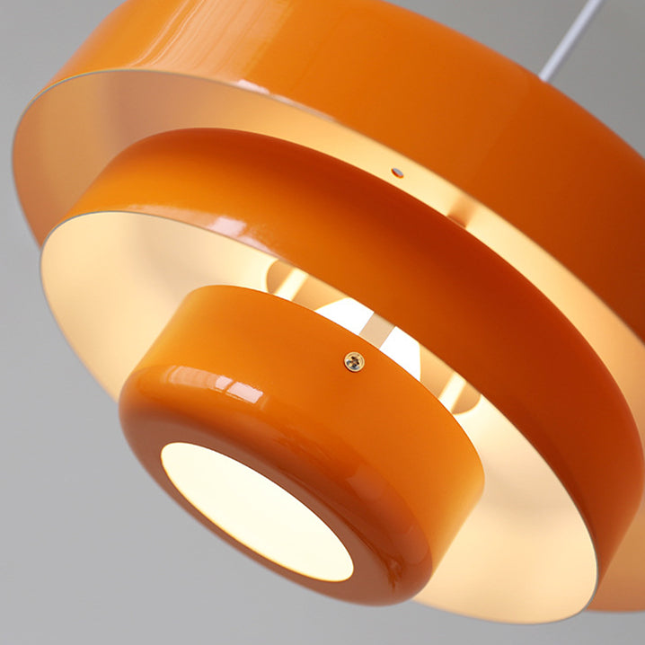 Round Metal Pendant Light 14-Inch Industrial Farmhouse Ceiling Fixture for Kitchen Island Dining Room Bedroom E26 Socket Green Orange | Thomler