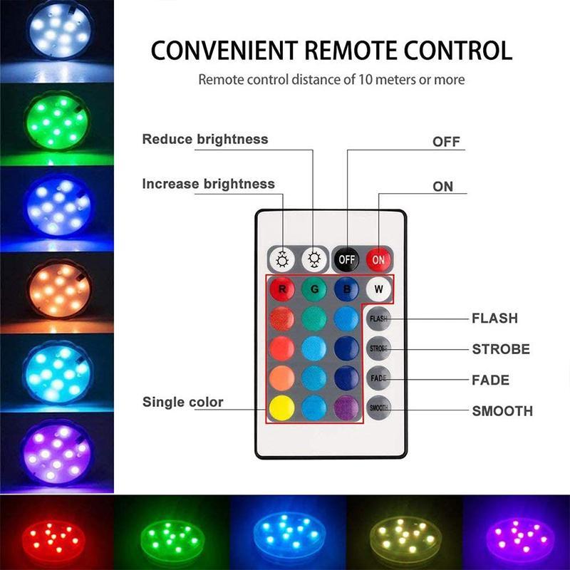 Submersible LED Pool Light with Remote Control, Waterproof Magnetic Suction Cup Underwater RGB Color Changing Accent Lighting for Pools | Thomler