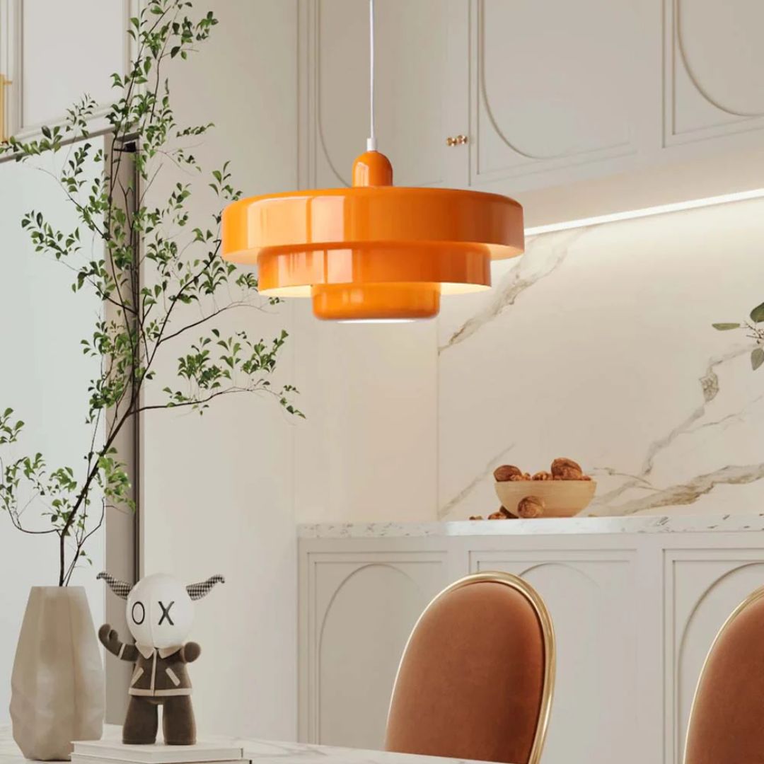 Pendant Light Laminated Metal Ø35.0 cm Adjustable Orange Dining Room Living Room Hanging Ceiling Lamp | Thomler