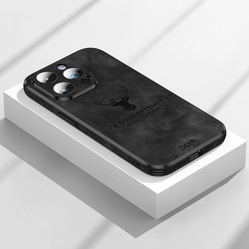 Genuine Suede iPhone Case with Camera Protection & Shock-Absorbing Silicone Liner for iPhone 12-17 | Thomler