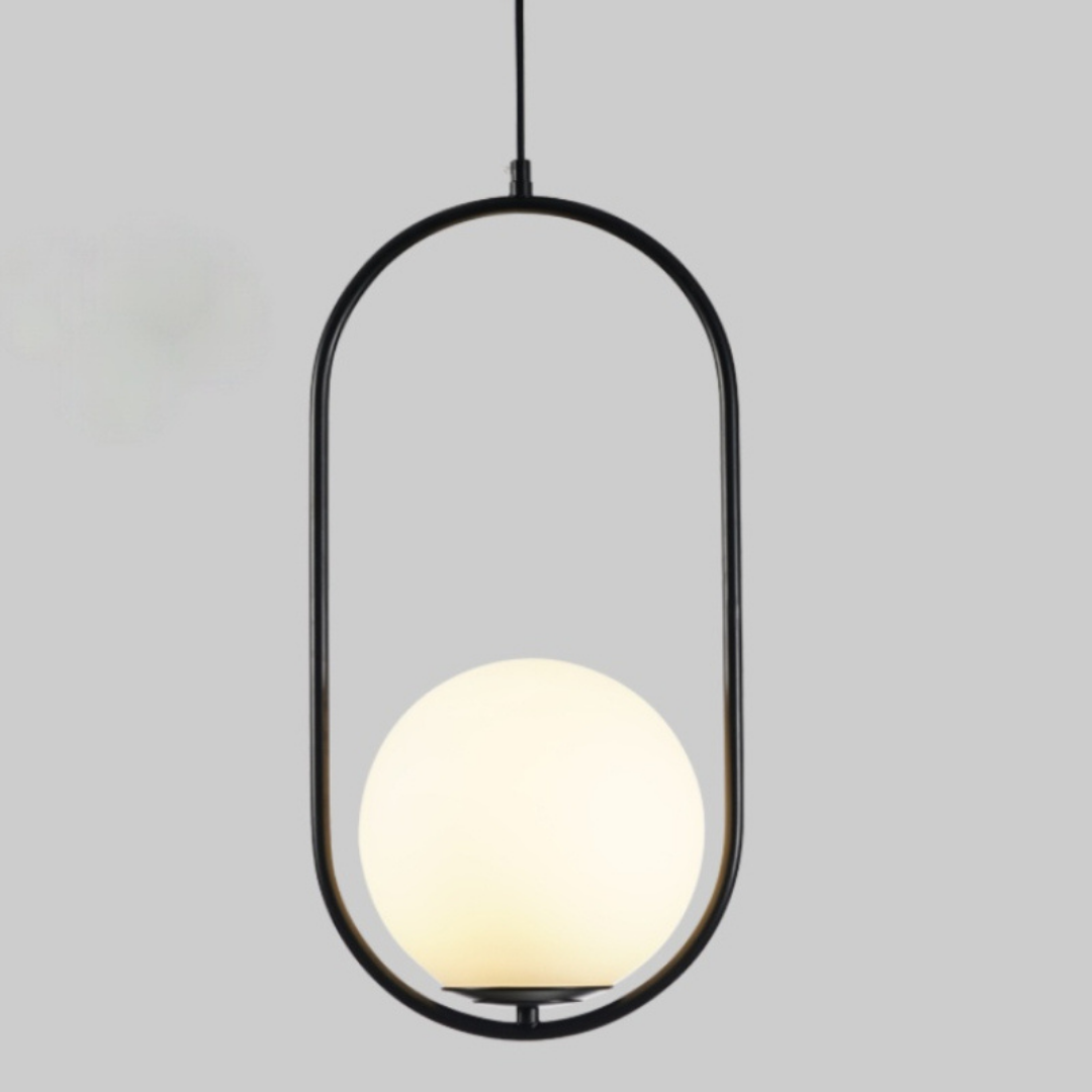 Glass Pendant Light with Metal Frame for Kitchen Island Dining Room Contemporary Ceiling Fixture Modern Hanging Lamp | Thomler