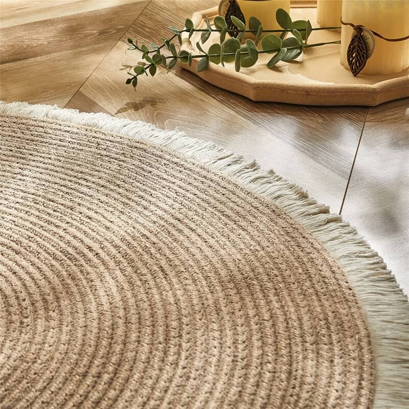 Woven Circular Jute Floor Mat – Natural Fiber Area Rug for Living Room & Bedroom | Thomler