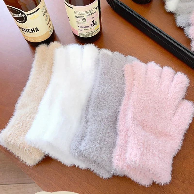 Fleece-Lined Cold-Weather Hand Warmers – Snug-Fit Acrylic Mittens with Elastic Cuff for Women | Thomler