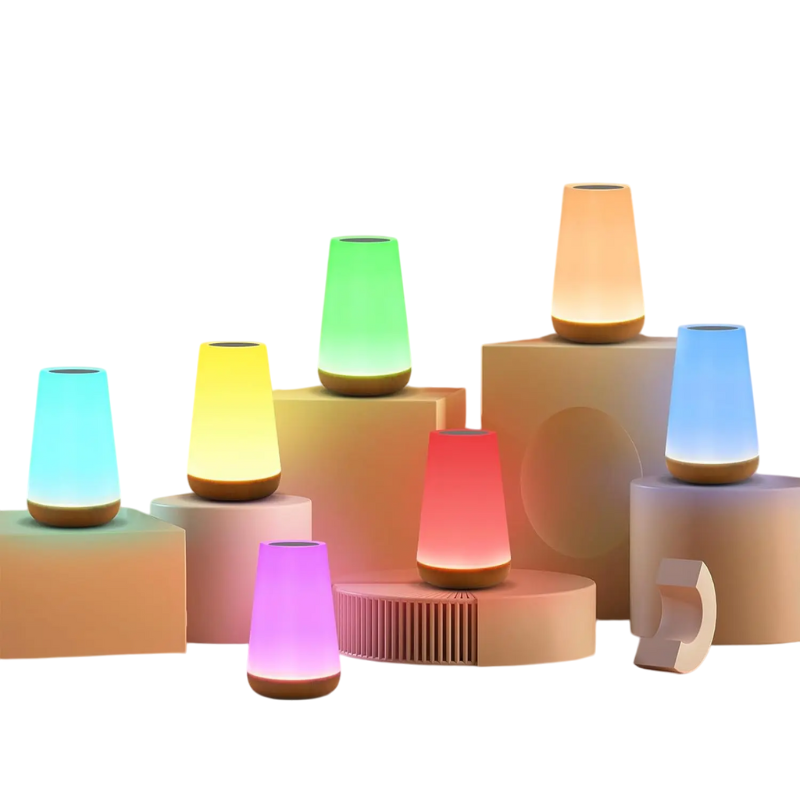 Touch-Control Color-Changing Table Lamp with Remote – 13 RGB Colors, 5 Brightness Levels, Cordless Rechargeable Ambient Nightstand Light | Thomler
