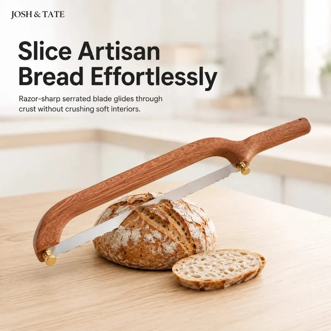 Arched Handsaw Bread Slicer with Replaceable Serrated Blade for Artisan Loaves, Sourdough & Crusty Baguettes | Thomler