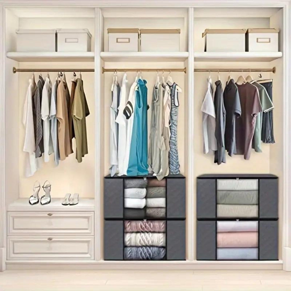 Foldable Garment Organizer with Clear Window & Handles for Closet Bedroom Dorm Storage Large Capacity Space Saver Bin | Thomler