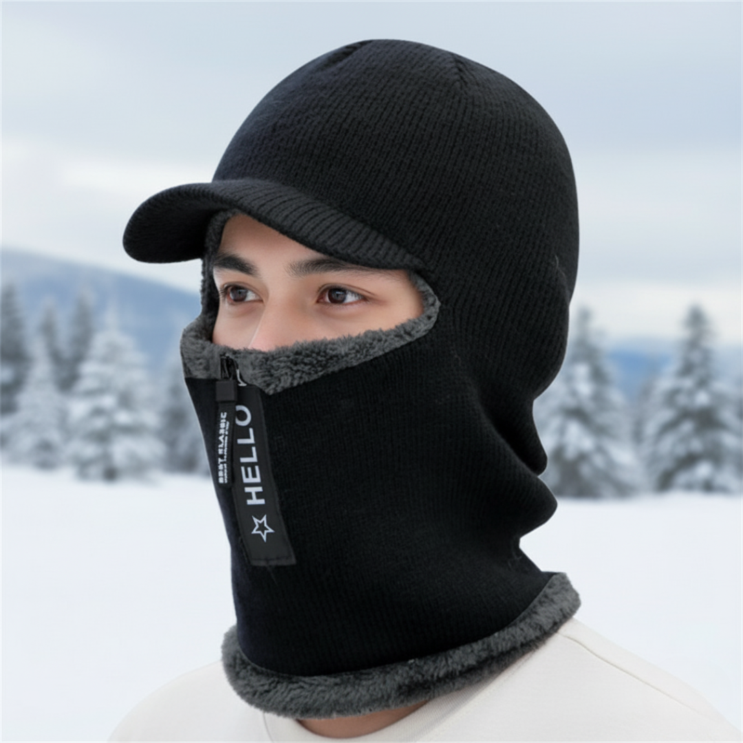 Knit Winter Balaclava with Fleece Lining & Zip Shield for Cycling, Skiing & Outdoor Cold Weather | Thomler