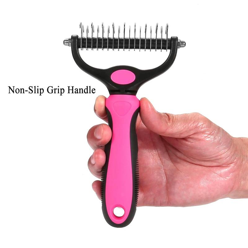 Dual-Blade Pet Deshedding Brush for Dogs & Cats – Stainless Steel Grooming Comb for Medium to Long Coats | Thomler