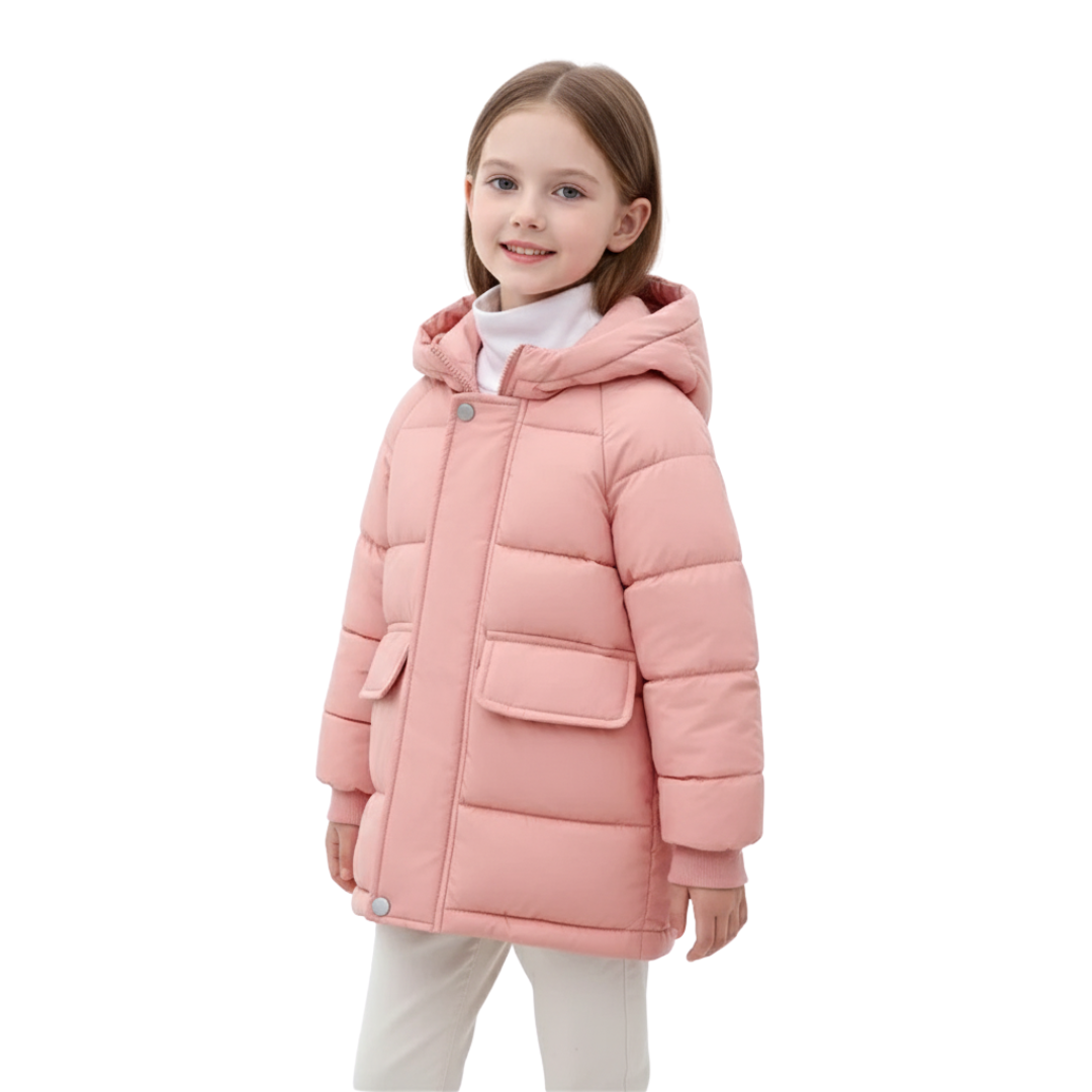 Insulated Longline Hooded Puffer Jacket for Kids – Full-Zip Heavyweight Winter Coat Ages 3-12 | Thomler