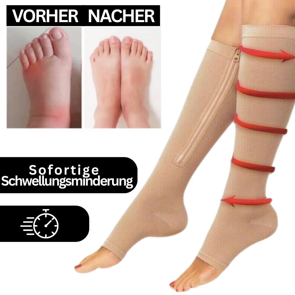 Zippered Compression Socks Knee-High Support Stockings for Men & Women Travel Work Everyday | Thomler