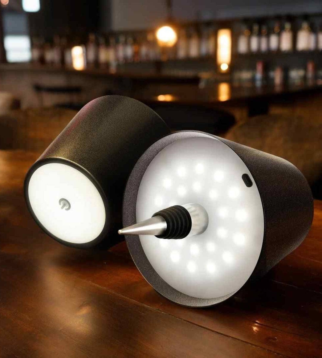 Rechargeable LED Bottle Lamp Adapter for Wine Bottles & Decorative Glass | Cordless Ambient Light Base for Home Decor & Dining | Thomler
