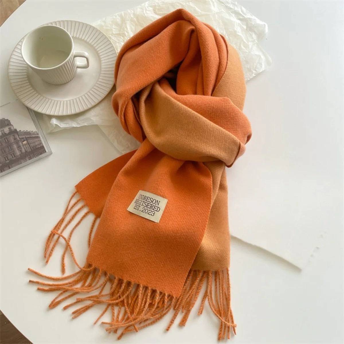 Reversible Fringed Pashmina Wrap Scarf – Soft Tassel Shawl for Women, Two-Tone Elegant Design for All Seasons | Thomler