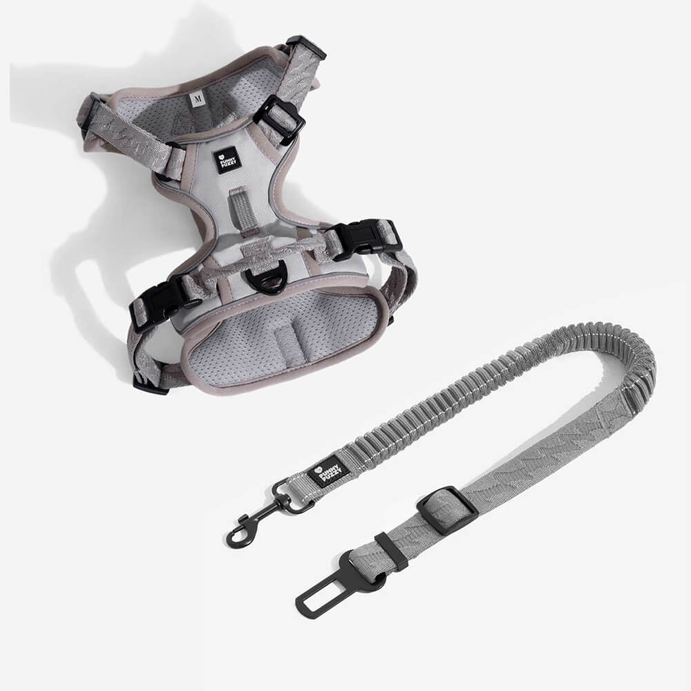 Adjustable Pet Safety Harness Tether for Car Travel with Reflective Strap & Elastic Shock Absorber for Dogs | Thomler