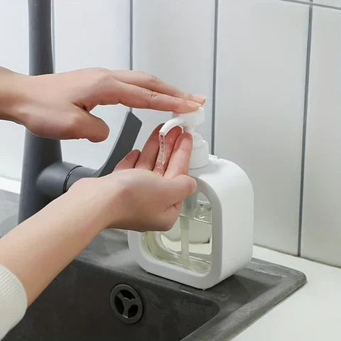 Soap Dispenser ABS PVC Refillable White Double Set Bathroom Kitchen Countertop Minimalist Scandinavian Pump Bottles | Thomler