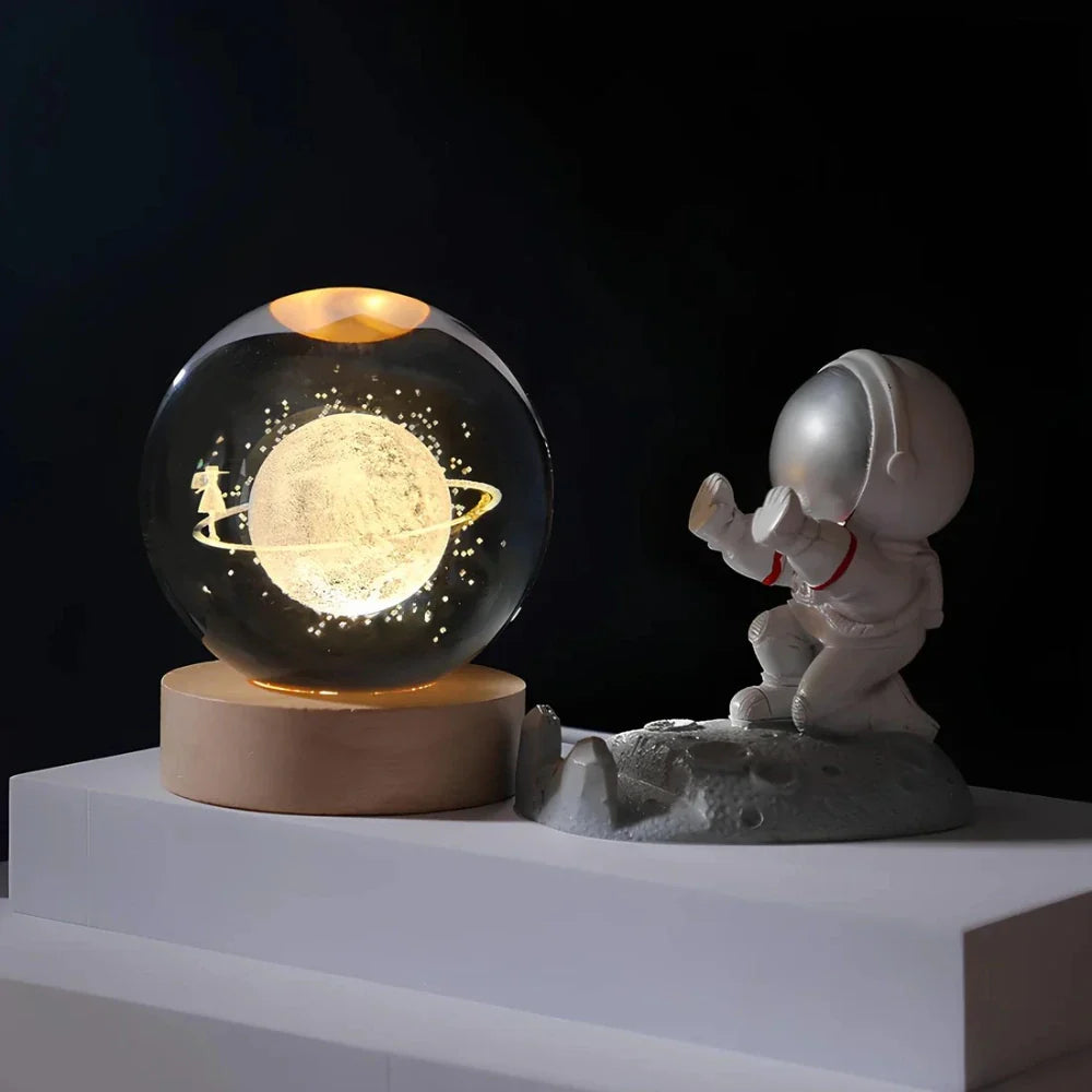 Cosmic Crystal Ball Night Light with LED Color Display | 25 Space Designs | USB Powered Galaxy Sphere Lamp for Bedroom, Living Room & Gift | Thomler