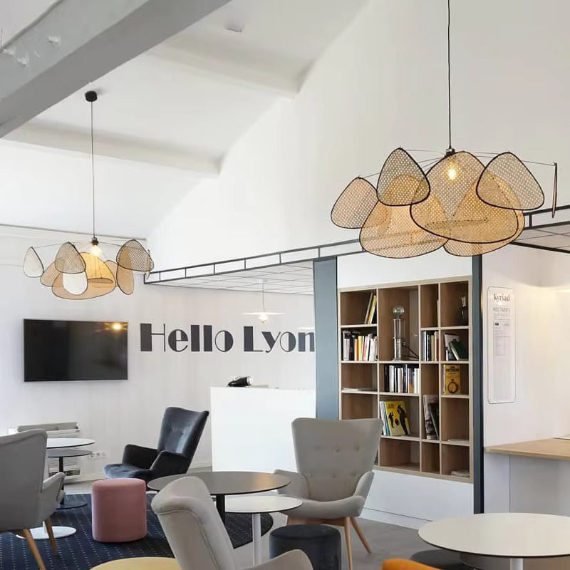 Pendant Light Rattan 120.0 cm Natural Dining Room Living Room Boho Japandi Scandinavian Hanging Ceiling Lamp E27 | Thomler