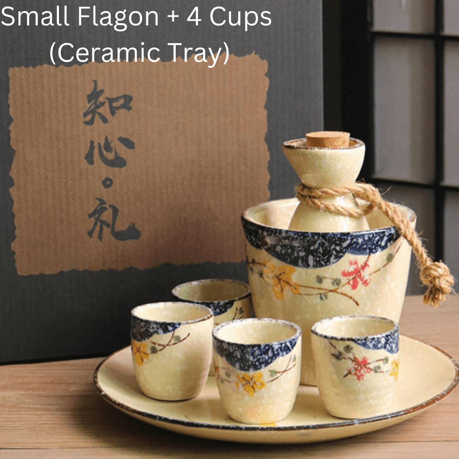 Handcrafted Ceramic Sake Serving Set Cherry Blossom Design Tokkuri Flagon Ochoko Cups Traditional Japanese Drinkware for Home Entertaining G | Thomler