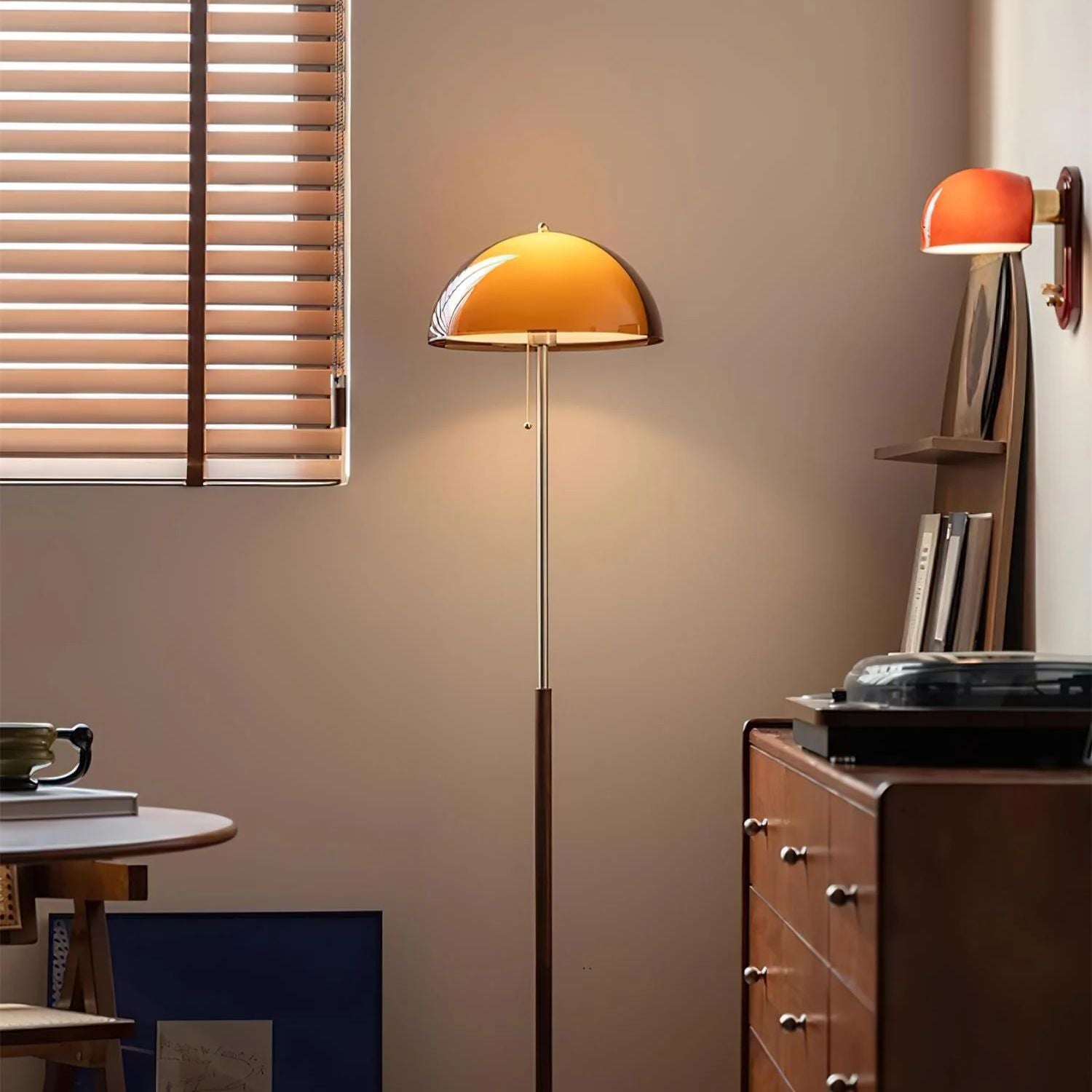 Floor Lamp Wood Metal Amber 160.0 cm Living Room Reading Light Retro Modern Mood Lighting | Thomler