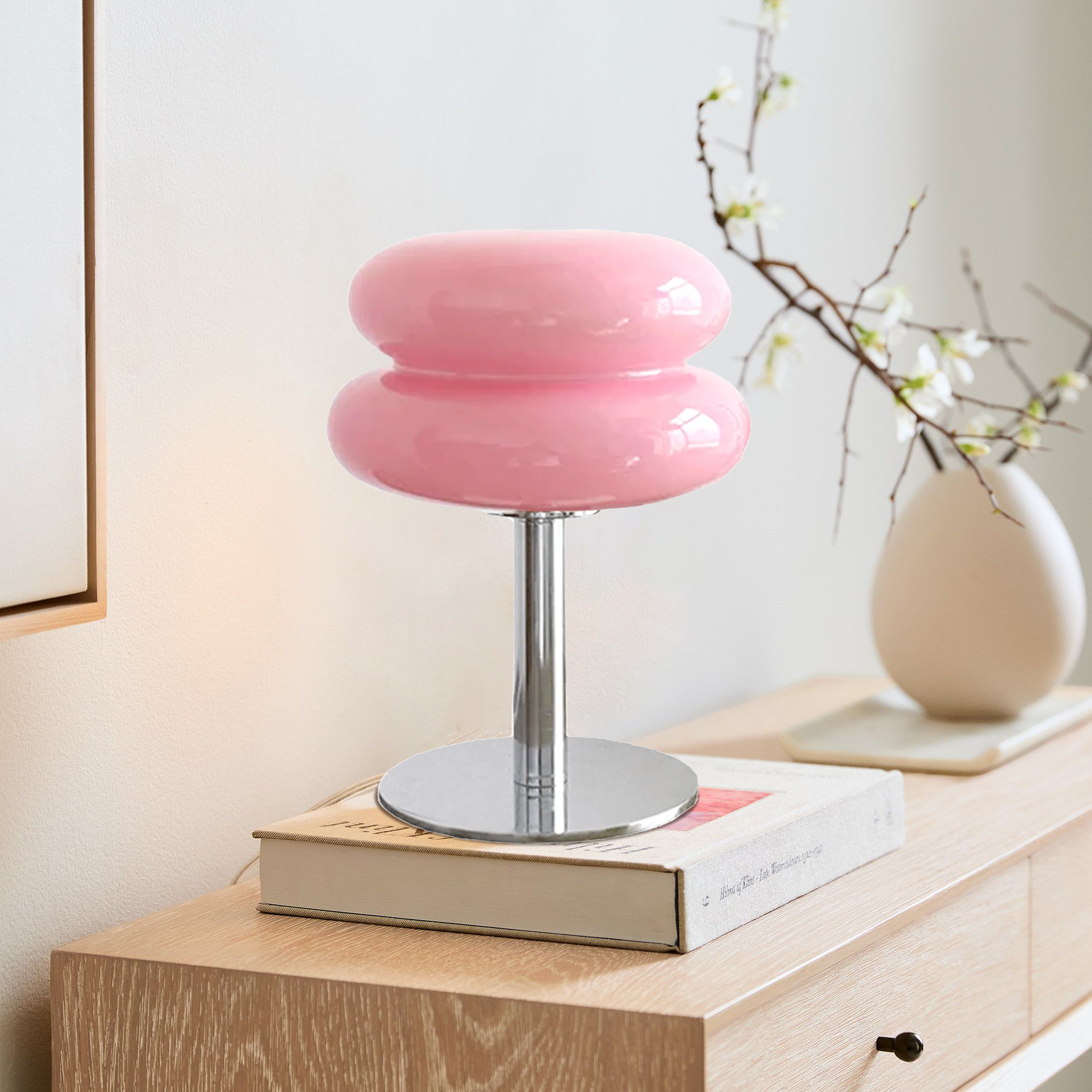 Table Lamp Glass 10 in White Jade Minimalist Bedroom Desk Accent Light | Thomler
