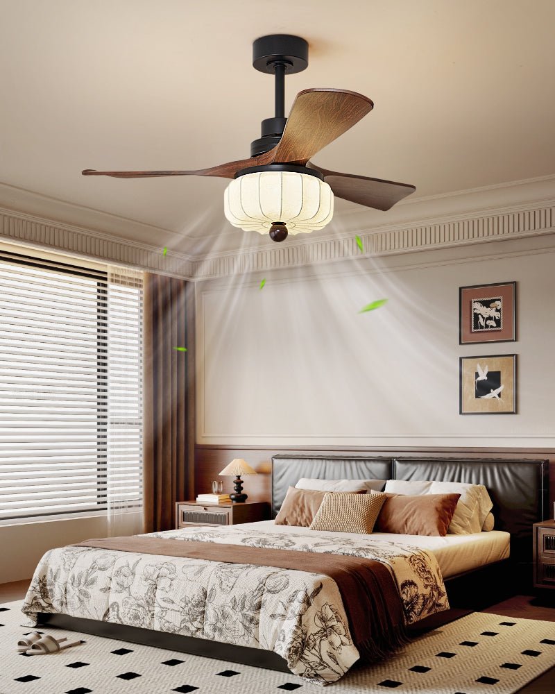 Retro Farmhouse Ceiling Fan with Integrated LED Light & Remote – 36"/42"/52" – 6 Speeds | Thomler