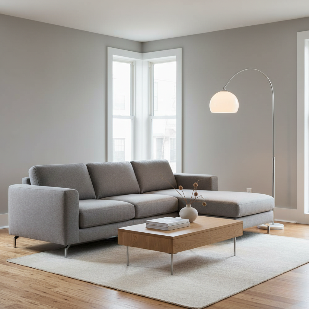 Arched Standing Light with Dome Shade & Marble Base – Modern Overhead Illumination for Living Room | Thomler