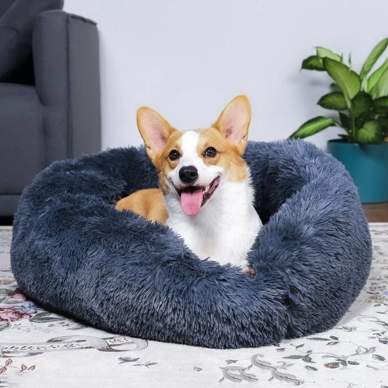Round Raised-Edge Pet Bed with Plush Faux Fur Fill for Dogs & Cats | Thomler