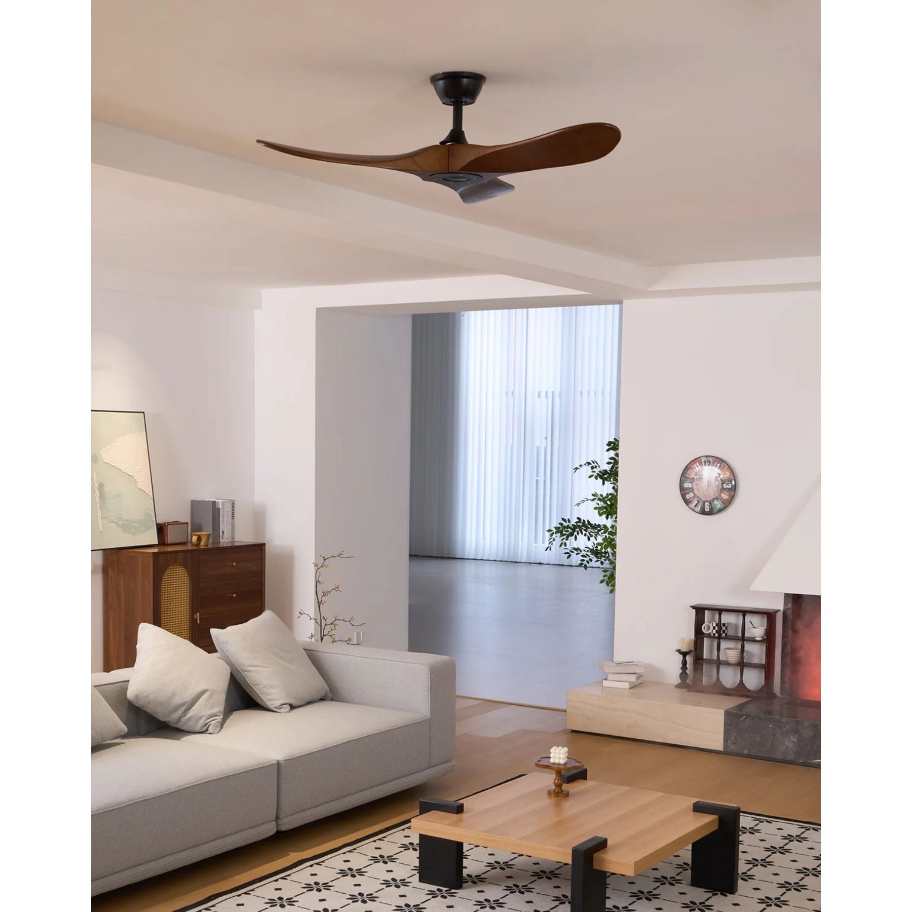 Ceiling Fan Wood 6 Speed Walnut Quiet Living Room Bedroom Remote Controlled Air Circulation Ceiling Mounted | Thomler