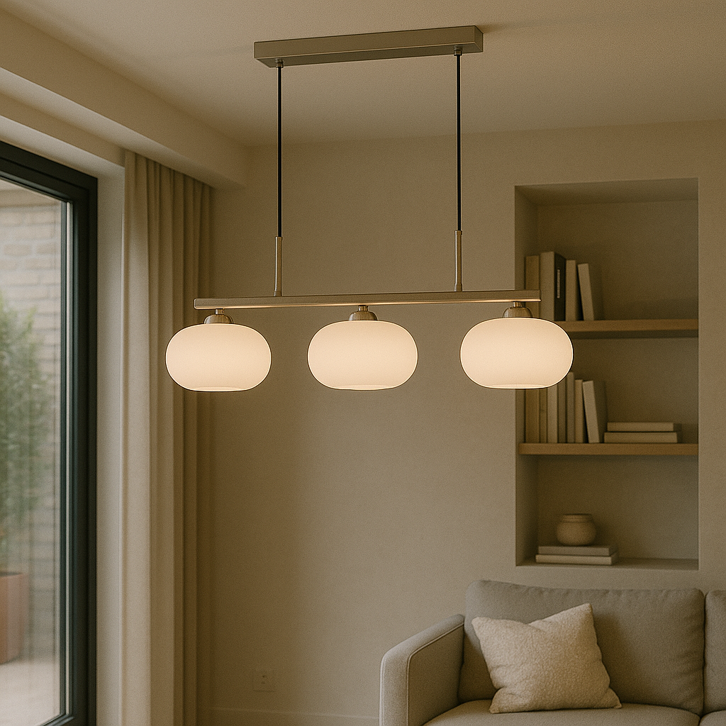Pendant Light Glass Metal 18.0 cm 3-Head Adjustable Kitchen Island Dining Room Ceiling Lamp | Thomler