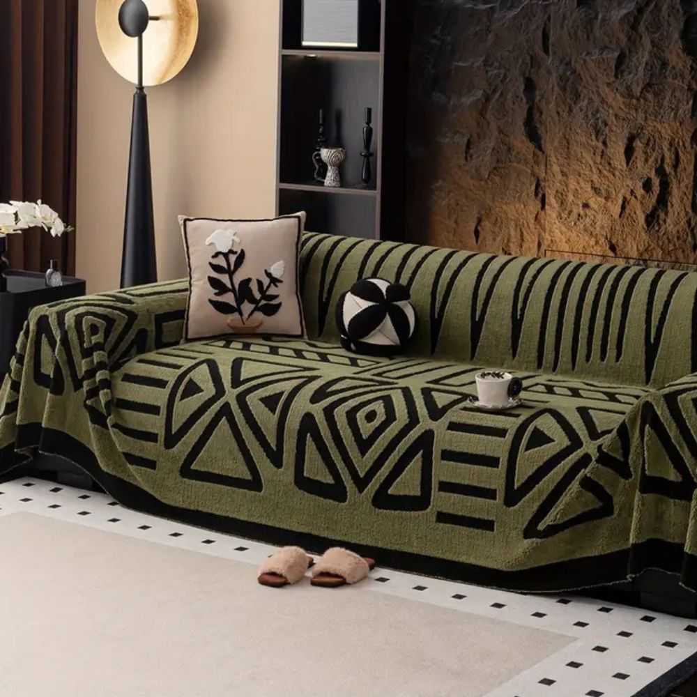 Sofa Throw Blanket with Non-Slip Grip — Jacquard Weave Pet-Proof Furniture Protector for Sectionals, Couches & Loveseats | Thomler