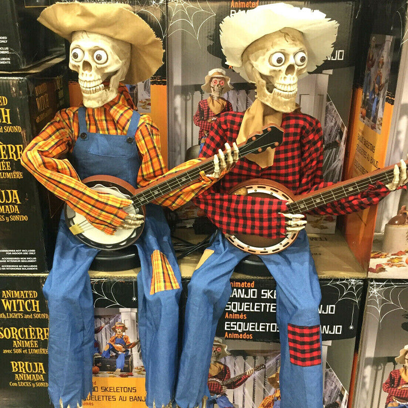 Musical Skeleton Banjo Duo – Motion-Activated Halloween Decoration with Sound & Light | Thomler