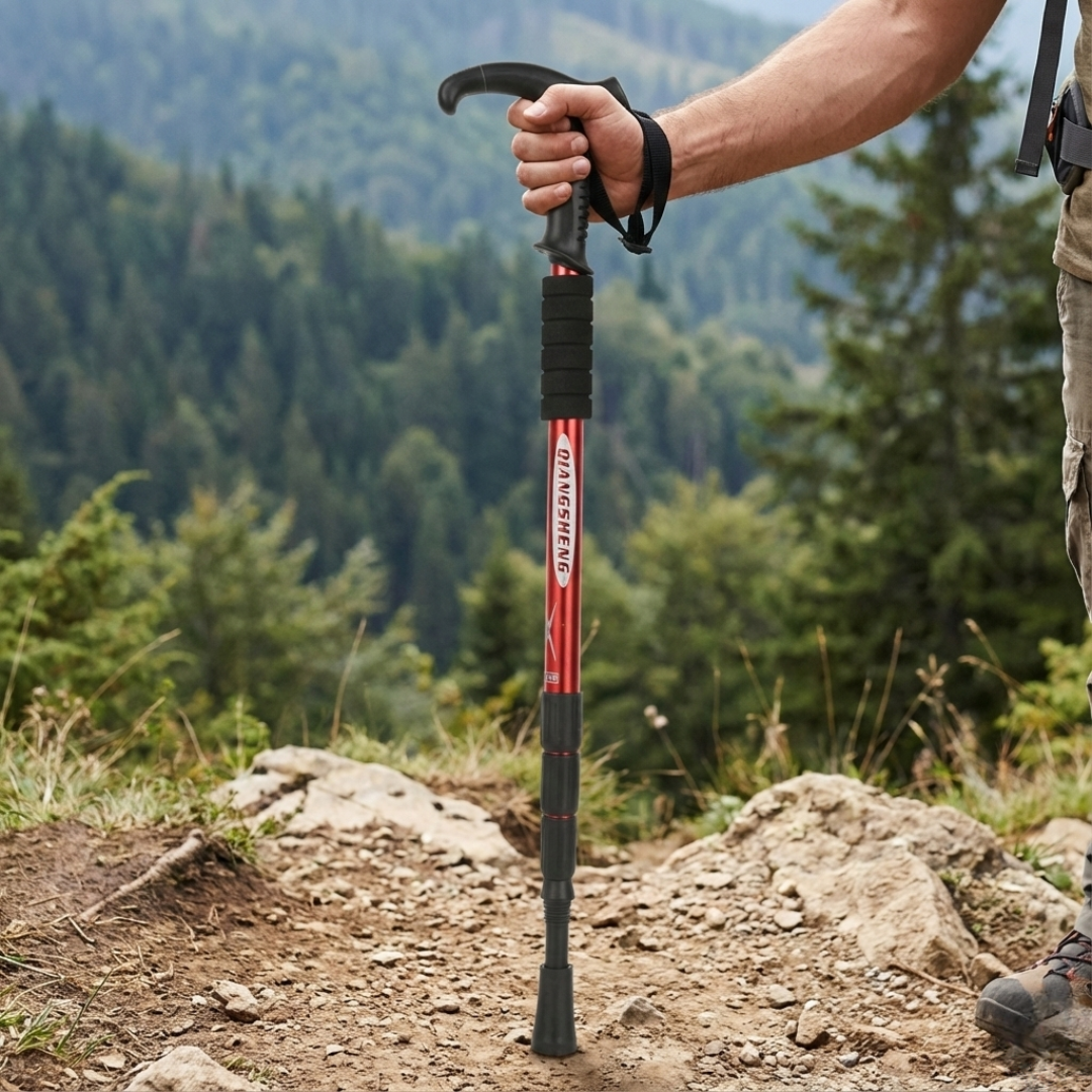 Collapsible Hiking Pole 4-Section Adjustable Trekking Stick Aluminum Alloy Lightweight Walking Staff Ergonomic T-Handle for Mountain Trails | Thomler