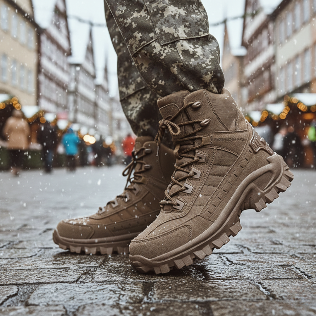 Men's Insulated Winter Tactical Boots with Non-Slip Sole for Hiking & Work – High Ankle Lace-Up Outdoor Combat Boots for Cold Weather | Thomler