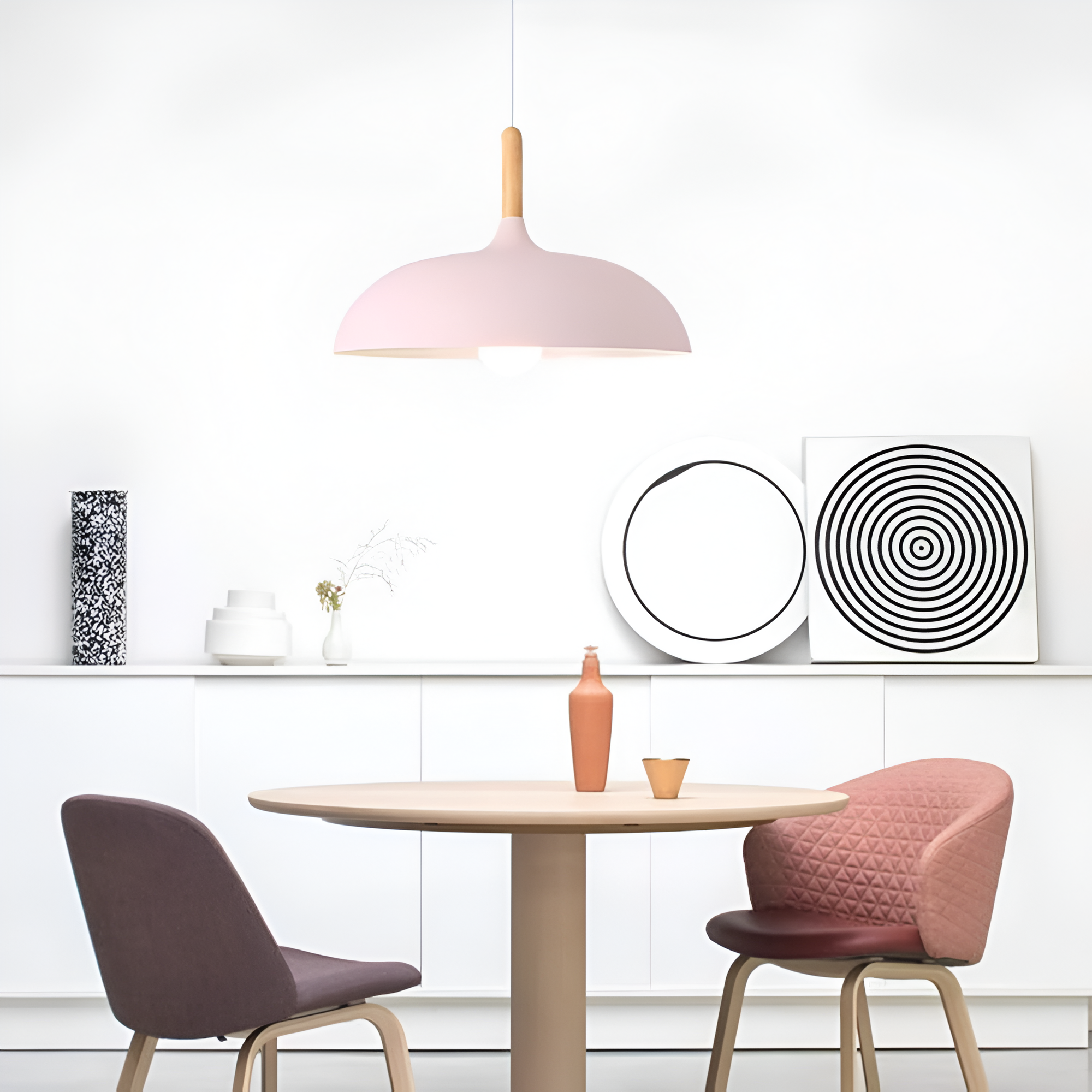 Pendant Light Wood Iron Shade Ø35.0–60.0 cm Dining Room Kitchen Island Japandi Scandinavian Hanging Ceiling Lamp E27 | Thomler