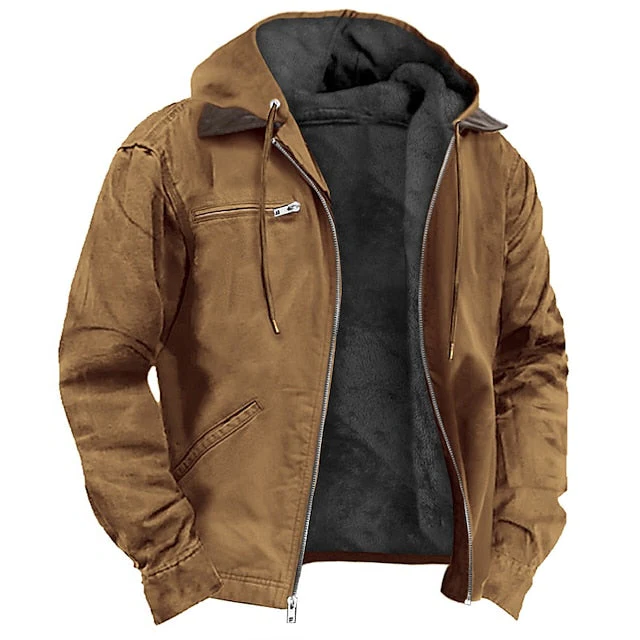 Men's Zip-Up Outerwear Coat with Tailored Fit for Cold Weather – Insulated Design for Office & Weekend Wear – Black Brown Blue Green | Thomler