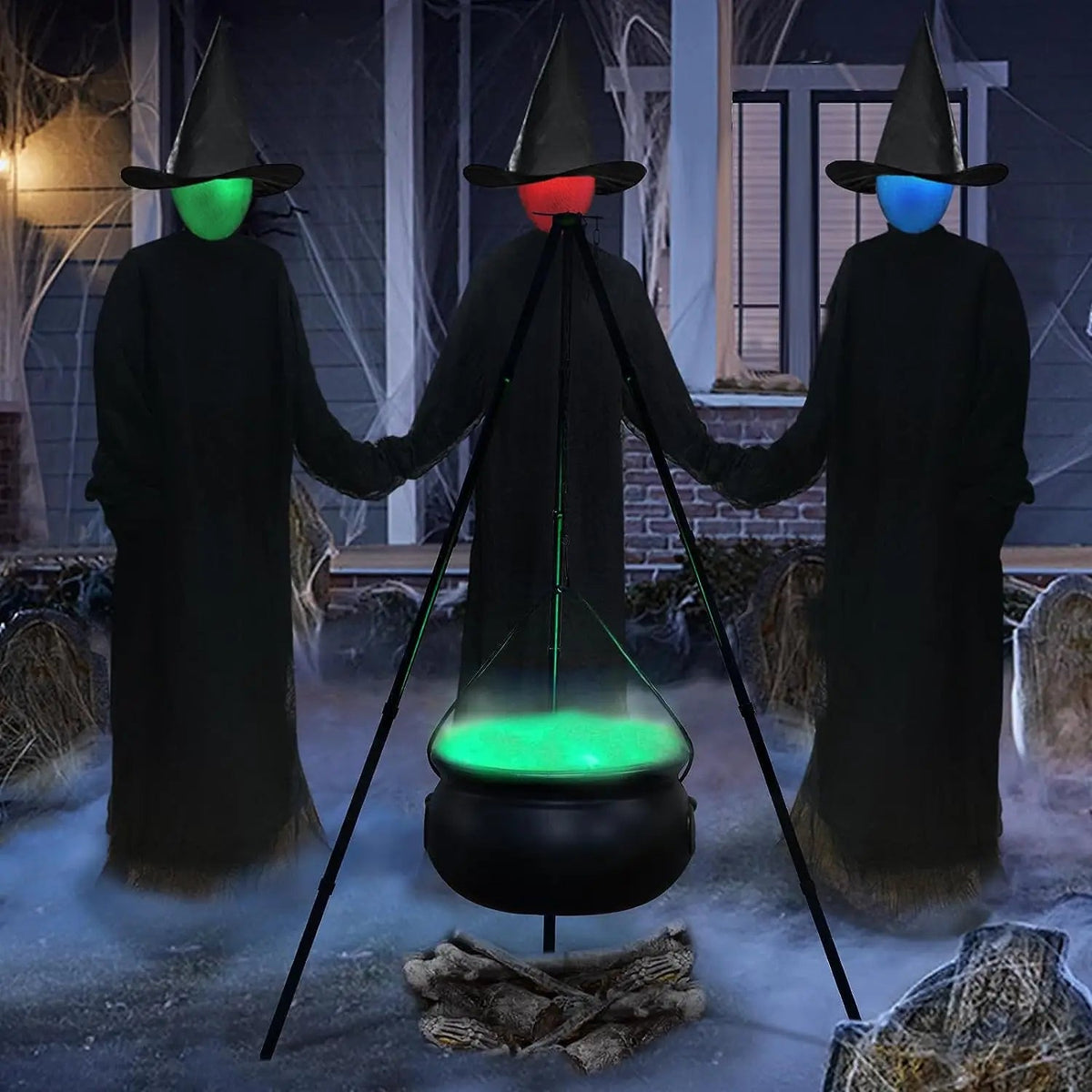LED Witch Brew Pot on Stand – 5-in-1 Illuminated Cauldron for Trick-or-Treat Candy Display & Halloween Yard Staging | Thomler