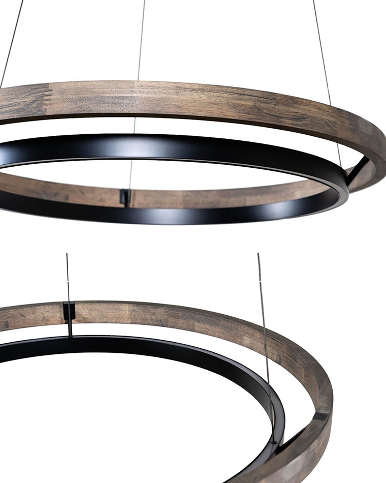 Pendant Light Wood Ring 60.0 cm (23.6") LED Dining Room Adjustable Hanging Ceiling Chandelier Modern Farmhouse Kitchen Island | Thomler